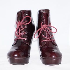 Shiny Burgundy Booties size 5